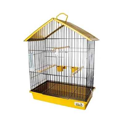 Gaiola Para Calopsita Teto Plástico Jel Plast Black/Amarelo