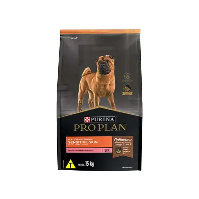 Ração Seca Nestlé Purina Pro Plan Pele Sensível Salmão Cães Adultos Raças Médias e Grandes 15kg