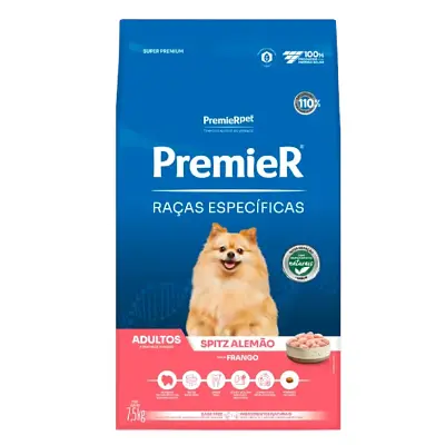 Ração Premier Raças Específicas Spitz Alemão Cães Adultos Frango 7,5kg