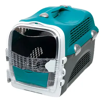 Caixa de Transporte Chalesco Cabrio Hagen Cat Turquesa Gatos