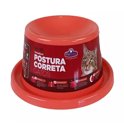 Comedouro Pet Injet Postura Correta Gato Vermelho