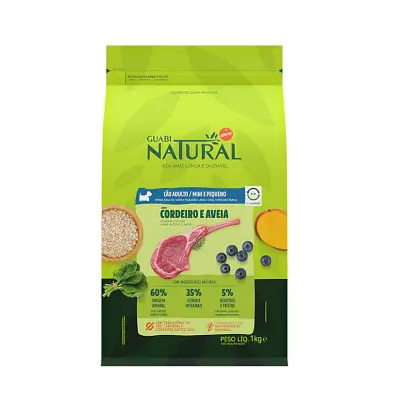 Ração Guabi Natural Cães Adultos Raças Mini e Pequenas Cordeiro e Aveia 1kg