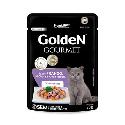 Ração Úmida Premier Golden gourmet Gatos Filhotes Frango Sachê 70g