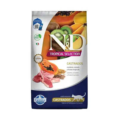 Ração ND Tropical Selection para Gatos Castrados Cordeiro 7kg