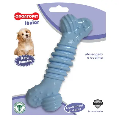 Brinquedo Ossinho Mordedor Azul Filhotes Odontopet