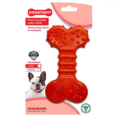 Brinquedo Mordedor Durabone Flat Cães Até 15kg Sabor Carne Odontopet