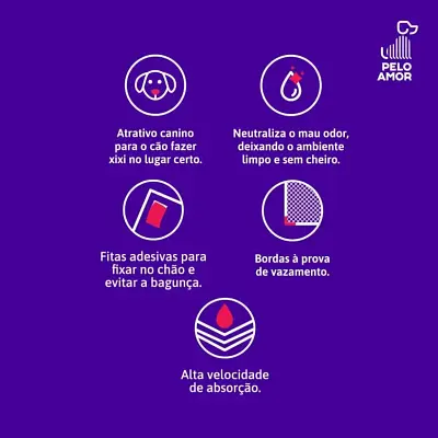 Tapete Higiênico para Cães Pelo Amor 60x80cm 7 unidades