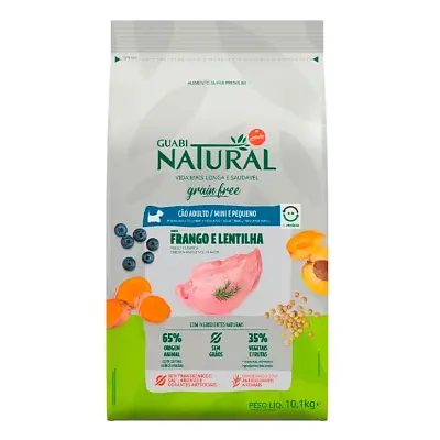 Ração Guabi Natural Cães Grain Free Adultos Raças Mini e Pequenas Frango e Lentilha 10,1kg