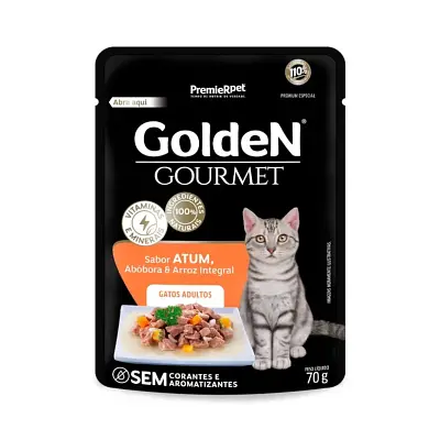Ração Úmida Premier Golden Gourmet Gatos Adultos Atum Sachê 70g
