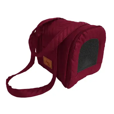 Bolsa Transporte Cães e Gatos Fábrica Pet Matelasse Vinho P