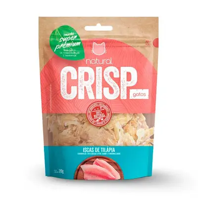 Snack Desidratado Para Gatos Natural Crips Iscas de Tilápia 20g