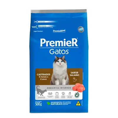 Ração Premier Gatos 6 Meses a 6 Anos Cadastros Salmão 500g