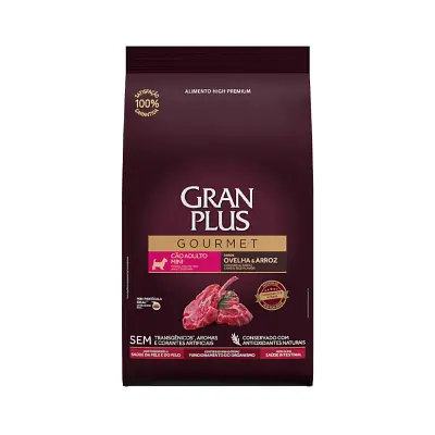 Ração Gran Plus Gourmet Cães Adulto Porte Mini Ovelha e Arroz 3kg