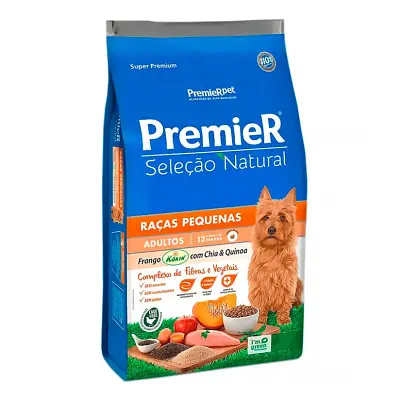 Ração Premier Seleção Natural Cães Adultos Raças Pequenas Frango com Chia e Quinoa 1kg