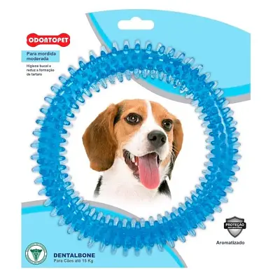 Brinquedo Mordedor Dental Argola Azul Cães Até 15kg Odontopet
