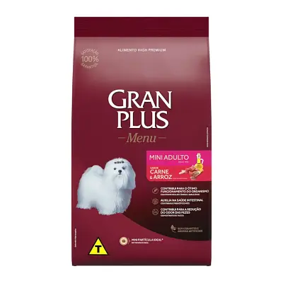 Ração Gran Plus Cães Menu Adultos Porte Mini Carne e Arroz 1kg