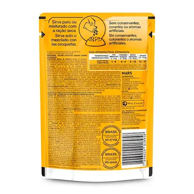 Ração Úmida Pedigree Cães Adultos Raças Médias e Grande Carne ao Molho Sachê 100g