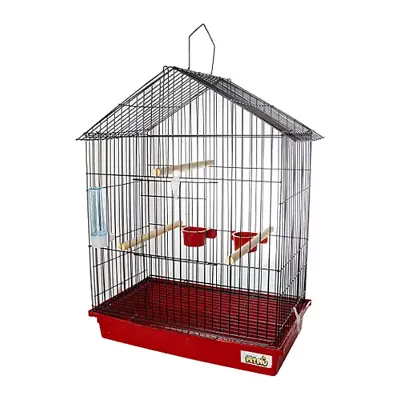Gaiola Para Calopsita Teto Aramado Jel Plast Black e Vermelho