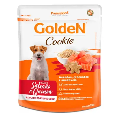 Biscoito Premier Golden Cookies Cães Adultos de Porte Pequeno Salmão e Quinoa 350g