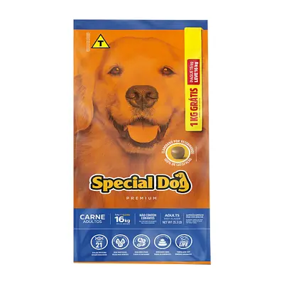 Ração Special Dog Cães Adultos Carne Leve 16Kg Pague 15kg