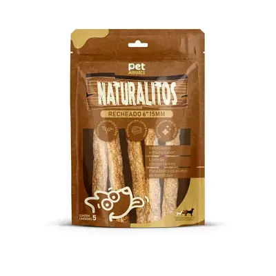 Osso para Cães Pet Maniacs Naturalitos Recheado 6"15mm 5 Unidades