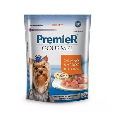 Ração Úmida Premier Gourmet Cães Sabor Salmão e Arroz Integral 100g