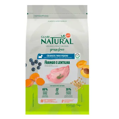 Ração Guabi Natural Cães Grain Free Adultos Raças Mini e Pequenas Frango e Lentilha 1kg