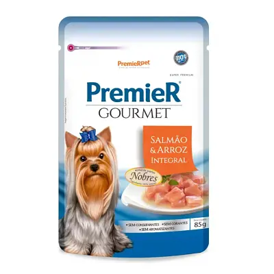 Ração Úmida Premier Gourmet Cães Sabor Salmão e Arroz Integral 85g