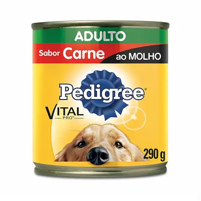 Ração Úmida Pedigree Cães Adultos Pedaços ao Molho Carne Lata 290g