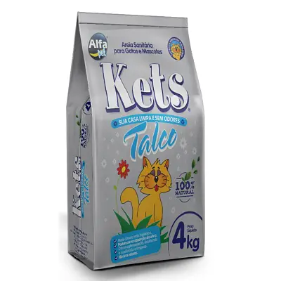 Areia Gatos Higiênica Kets Talco Cinza 4kg