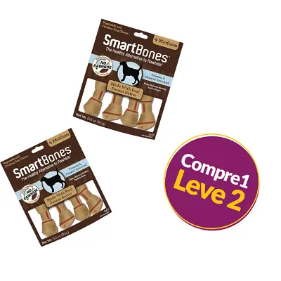 Ossinhos Para Cães Smartbones Peanut Butter Medium 4 Unidades