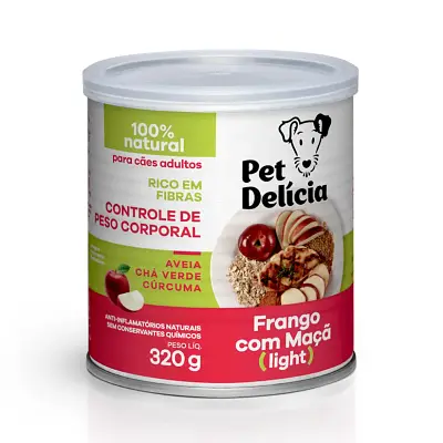 Ração Úmida Pet Delícia Cães Frango com Maçã Light 320g