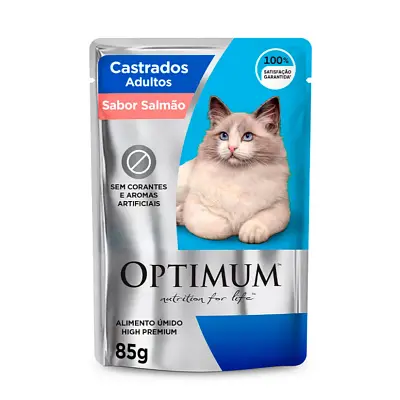 Ração Úmida Optimum Gatos Castrados Adultos Salmão 85g