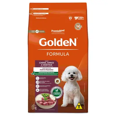 Ração Golden Formula Cães Adultos Porte Pequeno Carne e Arroz Mini Bits 1kg
