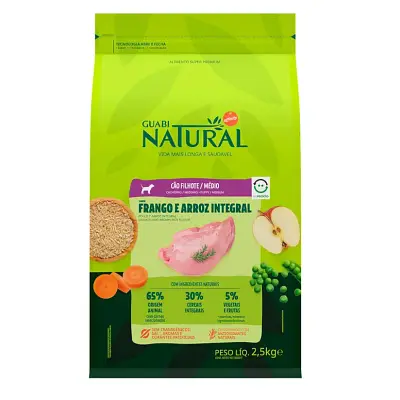 Ração Guabi Natural Cães Filhotes Raças Médias e Grandes Frango e Arroz 2,5kg