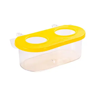 Comedouro Para Pássaros com Gancho 2 Furos Cristal Jel Plast Amarelo 100ml
