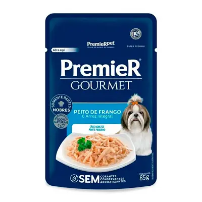 Ração Úmida Premier Gourmet Cães Pequeno Porte Frango E Arroz Integral 85g