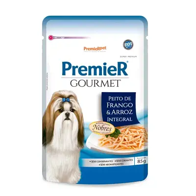 Ração Úmida Premier Gourmet Cães Peito De Frango e Arroz Integral 85g