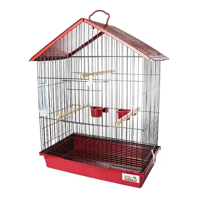 Gaiola Para Calopsita Teto Plástico Jel Plast Black/Vermelho