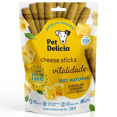 Petisco Natural Pet Delícia Cheese Sticks para Cães 120g