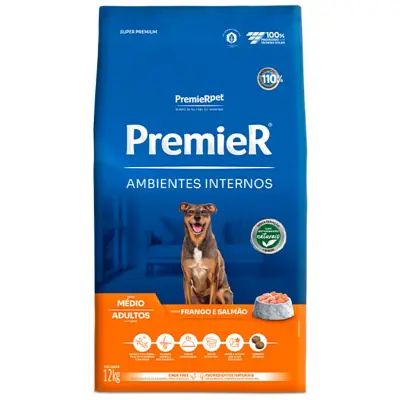 Ração Premier Cães Adultos Amb. Internos Porte Médio 12kg