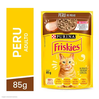 Ração Úmida Nestle Purina Gatos Friskies Peru ao Molho Sachê 85g