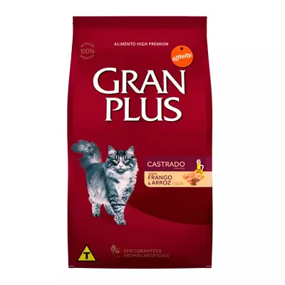 Ração Gran Plus Gatos Adultos Castrados Frango e Arroz 10,1kg