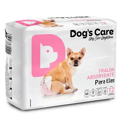 Fralda Higiênica M Para Fêmeas Dogs Care 12 Unidades