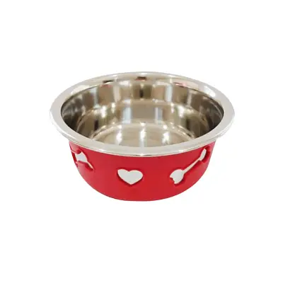 Comedouro Cães The Pets Inox Decorado 3D Vermelho 850ml