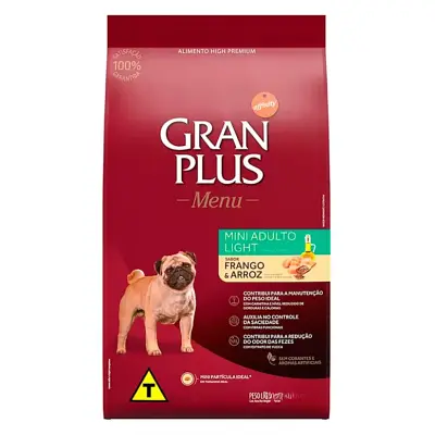 Ração Gran Plus Cães Menu Light Mini Frango e Arroz 3kg
