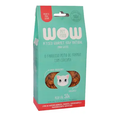 Petisco Para Gatos Wow Gourmet Natural Frango e Cúrcuma 50g