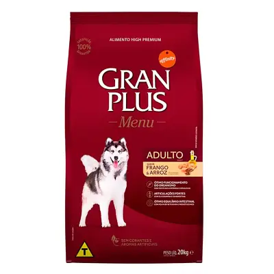 Ração Gran Plus Menu Cães Adultos Frango e Arroz 20kg