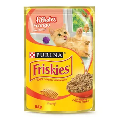 Ração Úmida Nestle Purina Gatos Friskies Filhotes Frango ao Molho Sachê 85g