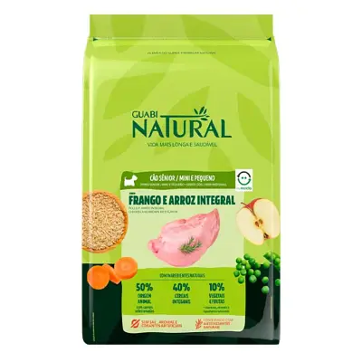 Ração Guabi Natural Cães Sênior Raças Mini e Pequenas Frango e Arroz 10,1kg